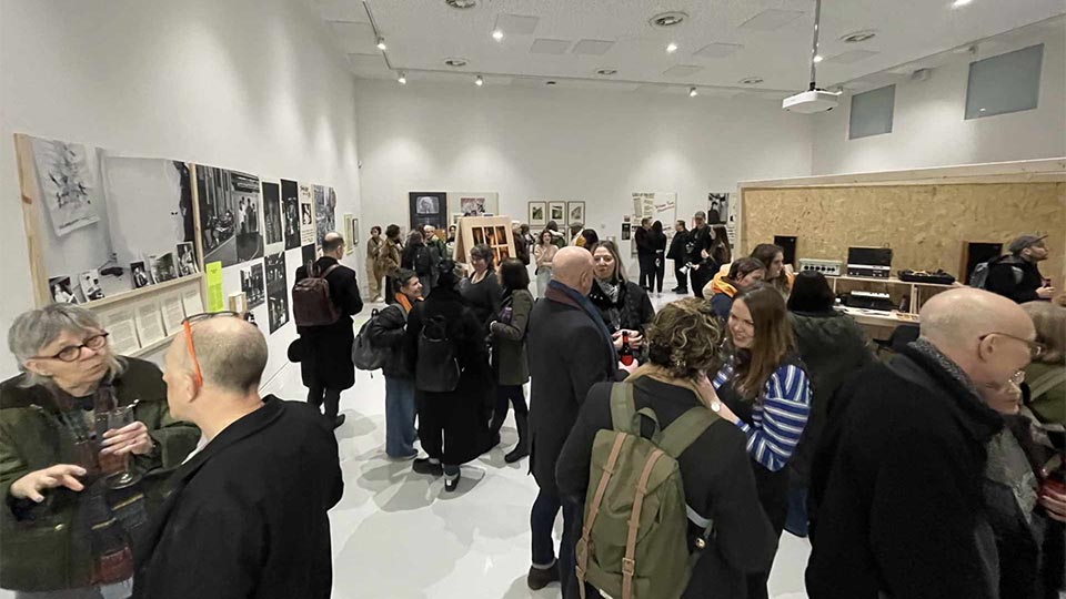 Opening night of the exhibition at Leeds Arts University